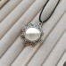 Кулон із дзеркалом Оберіг Квітучості 20 мм - амулет від негативу, колір срібло на шнурку