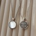 Кулон із дзеркалом 20 мм - амулет від негативу. Компас колір срібло на ланцюжку